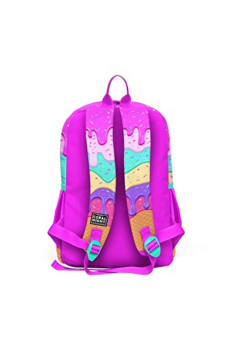 Coral High 23731 KİDS PEMBE RENGARENK DONDURMA DESENLİ DÖRT BÖLMELİ SIRT ÇANTASI