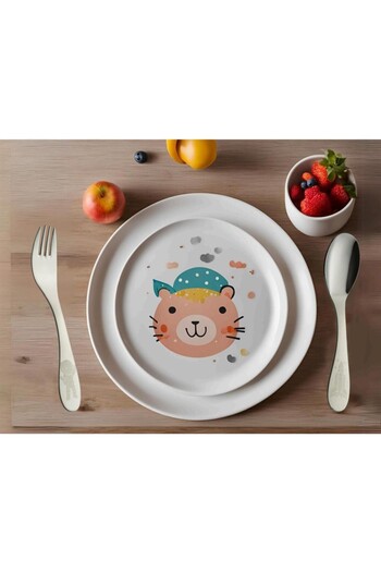 EMZE Stainless Steel Fork Spoon Set Astronaut Patterned