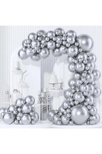 BeySüS 15 Pieces Metallic Gray Balloons for Birthday Party - inDoor Decoration
