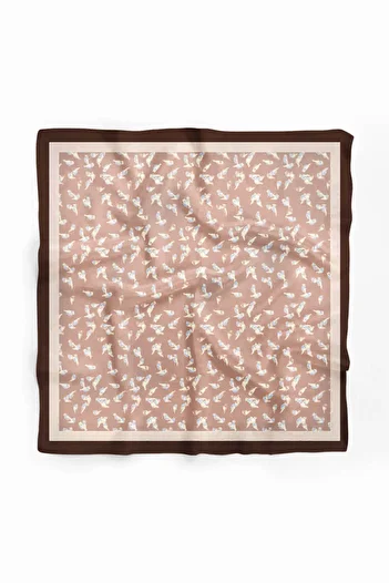 Modabutik G45 Women's Ecru Brown Ola Patterned 50X50 Bandana
