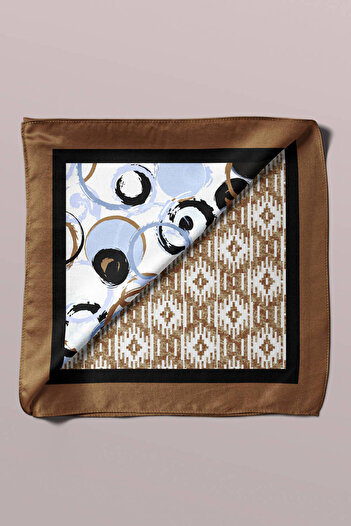 Modabutik E39 Kadın Etnik Patchwork Desenli Bandana 50x50 Mavi Dg0204-22