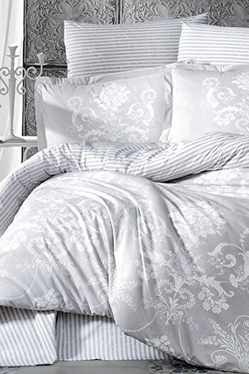 Clasy Ranforce Single Duvet Cover Set Alone Gray