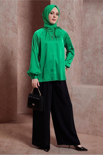 Alvina SATIN BLUZ 44428 WITH TIE DETAIL