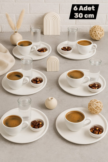 hemlife Set of 6 30 cm White Metal Round American Plates, New Year's Serving Plates, Presentation Tray