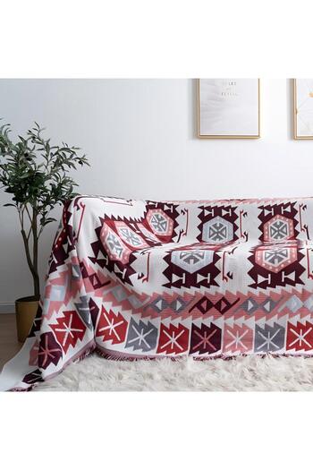 Generic Plaid Pattern Dustproof Double-sided Sofa Towel Blanket Covers Multi-color 130 X 180 Cm