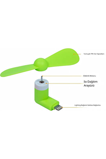 Generic İphone İçin Uyumlu Taşınabilir Mini Vantilatör - Lightning Port Uyumlu Serinletici Fan