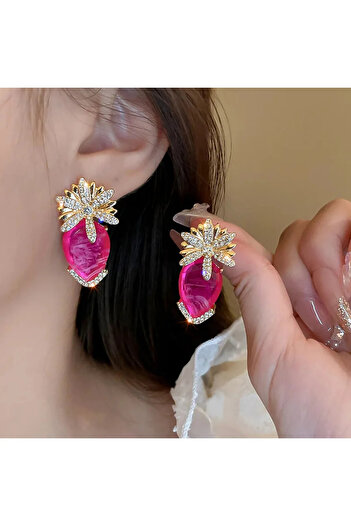 byozanyılmaz Pink Stone Design Earrings