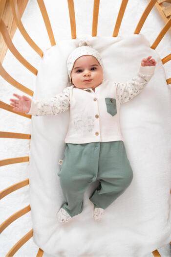 Bubbles 100% Organic Cute Elephant Printed Jumpsuit with Hat and Booties