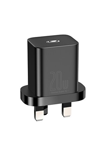 Baseus Type-C charger with UK Plug, Quick Charge 20W - Super Si (CCSUP-K01) - Black