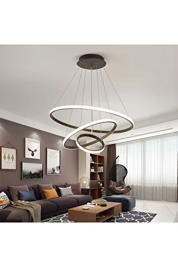Rain Drop De la Robinetul Meu Modern LED chandelier with 3 black rings - Size 60-40-20 cm Power 120W, warm light 3000K