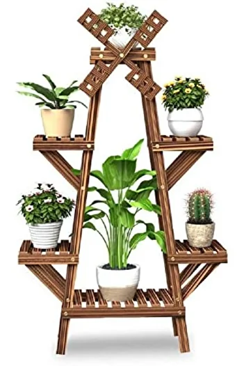 genric FFD Windmill Wooden Multi-functional Fleshy Flower Plant Display Stand Storage Rack