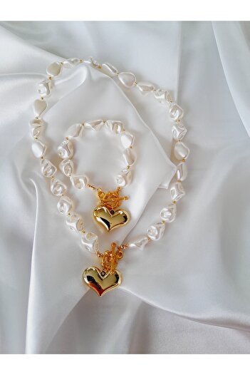 Minnoş Dükkan Pearl Necklace Bracelet Set