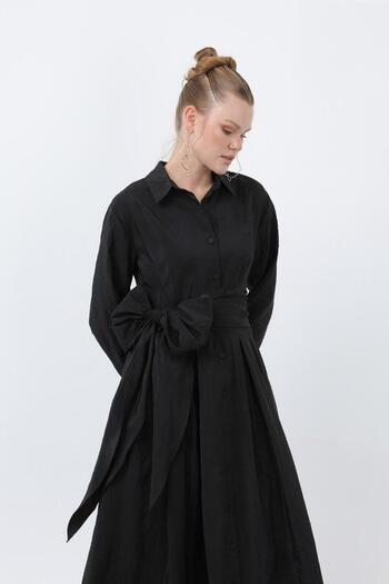 Loreen Shirt Collar Women's Linen Dress 20661