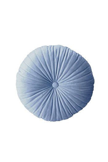 OEM Round Puffet Decorative Pillow in Light Grey Velvet, diameter 40 cm