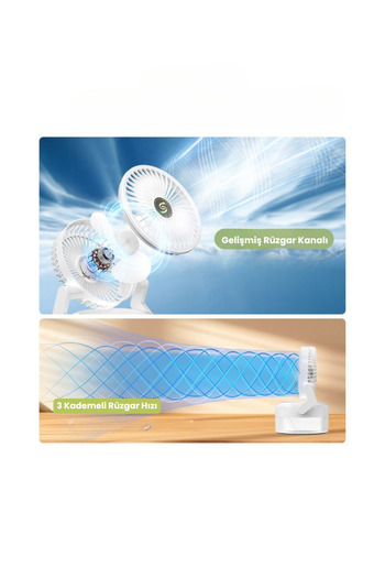 TARÇIN Taşınabilir Şarjlı Misting Fan | 3 Kademeli Hız | Ultra İnce Su Buharı | Sessiz & Işıklı Vantilatör