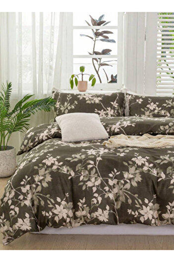 LUNA HOME Queen size 6 pieces bedding set,showcasing a stunning leaf motif 200x230cm.