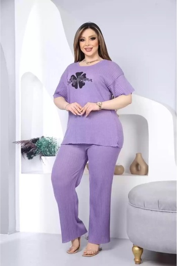 shai Printed Plus Size Pajama Set Lila