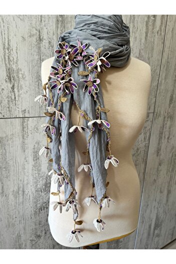 KAFTAN TAKI TASARIM Crochet Cotton Foulard Shawl 85X1.95Cm