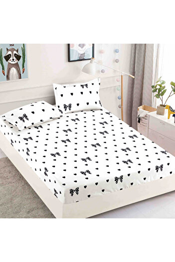 FIONNA.RO Fine Cotton Duvet Cover 90x200cm - Bows and Hearts