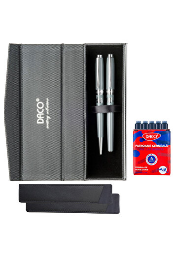 daço Set pix si stilou DACO SE268 + 2 Etuiuri piele + 6 rezerve cerneala