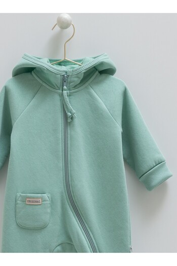 Caramell 3 Thread Raised Hooded Baby Girl Jumpsuit (1-12 Months)