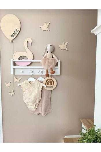 emta tasarım 40 cm White Shelf Hanger Montessori Bookshelf Children's Room Decoration