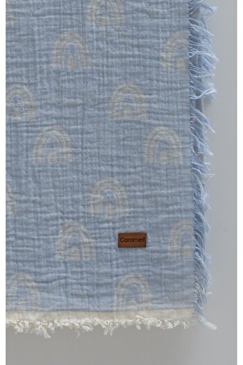 Caramell Double Layer Jacquard Muslin Blanket 100% Cotton, Breathable Baby Blanket (100X120 cm)