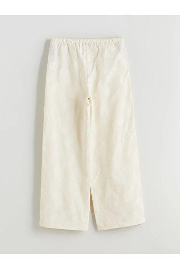 LC Waikiki Lcw Vision Ecru Women's Self-Patterned Trousers with Elastic Waist