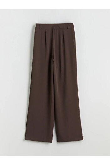 LC Waikiki Lcw Modest Brown Wide Leg Pleated Women's Trousers