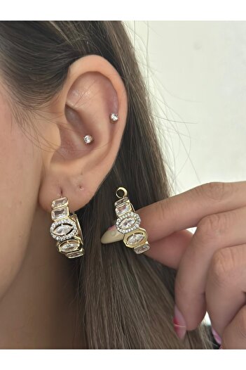 MyladyAccessoriess Geometric Detailed Hoop Earrings (Steel)