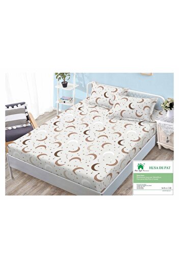FIONNA.RO Duvet Cover with Elastic and Pillowcases 160x200cm - Cream Crescent