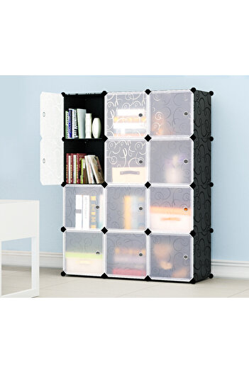 Türkiye 12 Cubes Black Color PP Material Storage Organizer (FH-AL 0043-12)