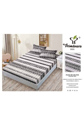 FIONNA.RO Duvet Cover With Elastic And Pillowcases 160X200cm - Abstract Grey
