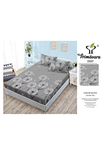 FIONNA.RO Duvet Cover with Elastic and Pillowcases 160x200cm - Dandelion Grey
