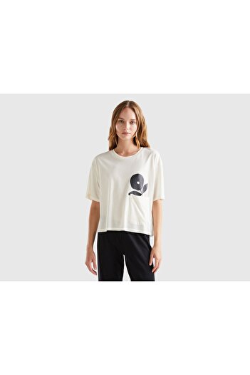 United Colors of Benetton Women's Short Sleeve Floral Print Oversized T-Shirt