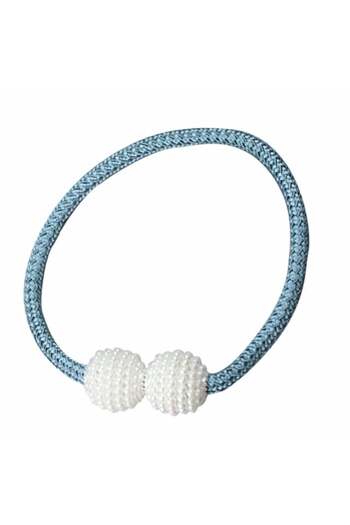 PUFO Beads drawstring for curtains or drapes with magnet, blue