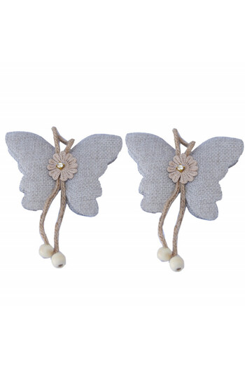 PUFO Butterfly curtain tieback set with magnet, 2 pcs, gray