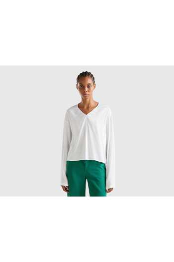 United Colors of Benetton Women's Long Sleeve V-Neck Blouse