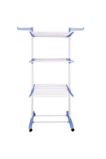 Rovitech Vertical Drying Rack with Three Levels, White/Blue, 16 m