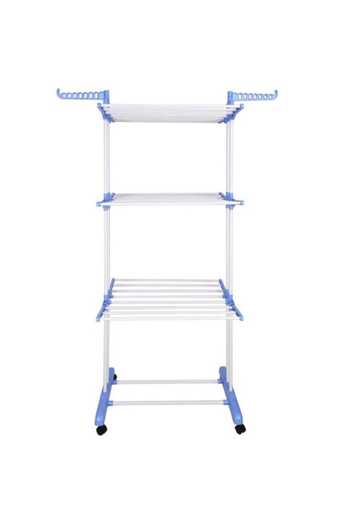 Rovitech Vertical Drying Rack with Three Levels, White/Blue, 16 m
