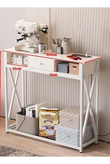 AGD Entryway Console Table with Cabinet, Distinctive Table for Living Room Bedroom 100x30x90cm with
