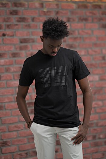 ADVANTE Slim Fit βαμβακερό μπλουζάκι με στάμπα μπροστά με λαιμόκοψη
