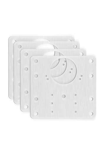 Muvu Set 4 elements for hinge repair, silver, stainless steel, with screws,