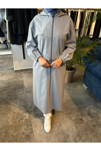 Zühre Wear Indigo with Hood, Zipper and Belt 0291