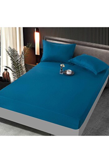 FIONNA.RO Satin Cotton Damask Duvet Cover 160x200cm - Royal Blue