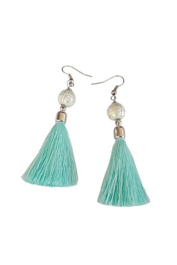 OEM Long Fringe Earrings, Eleganza, Light Turquoise, 2 x 7.5 cm