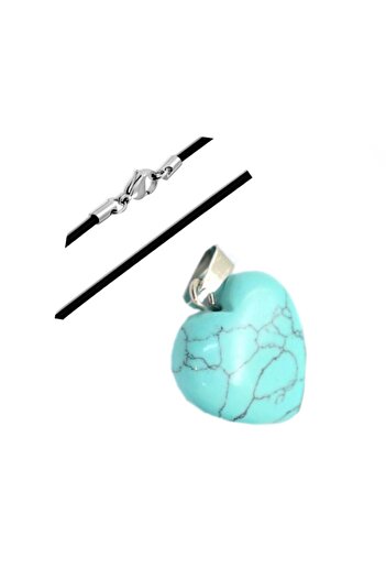 Roberta Howlite Pendant, Heart-Shaped, Turquoise, 20 x 18 mm with Cord