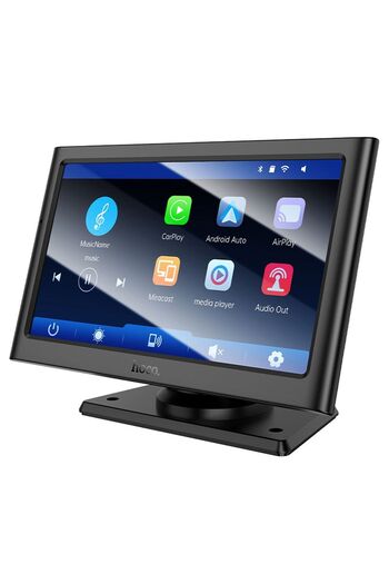 REDz Accessories Wireless Car Screen for Mirroring, CarPlay/Android Auto, Hoco HU2, IPS 7", Black