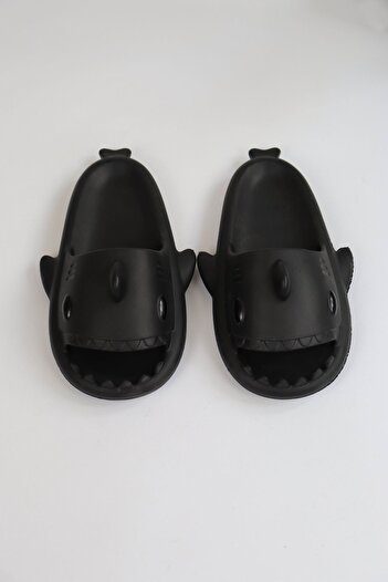 Wagoon Wg500 Shark Black Unisex Full Orthopedic Slippers Shark Slides