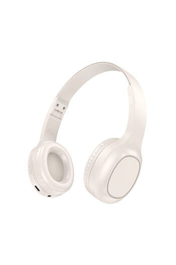 REDz Accessories Căști over-ear, Hoco W46, design pliabil, Bluetooth, autonomie baterie 20h, bej